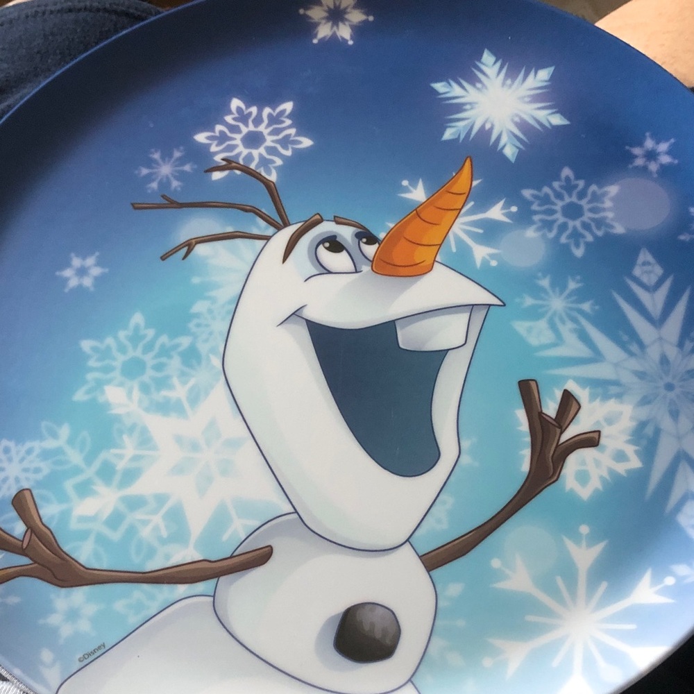 Disney Olaf Snowman Plate - Blue, White, Orange